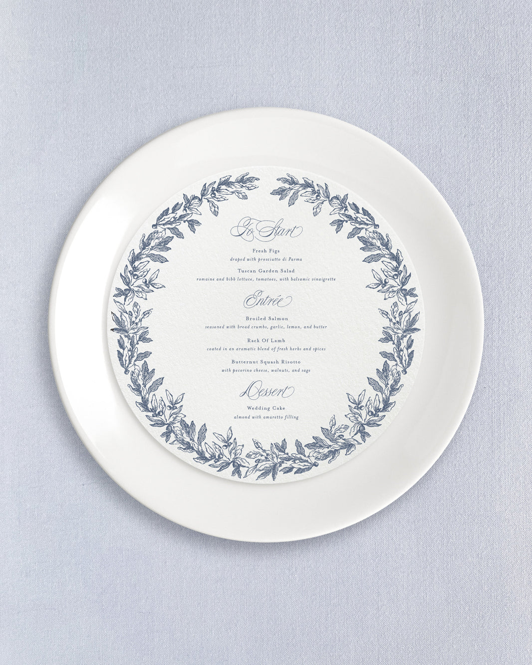 Round Dinner Menus Empress Stationery