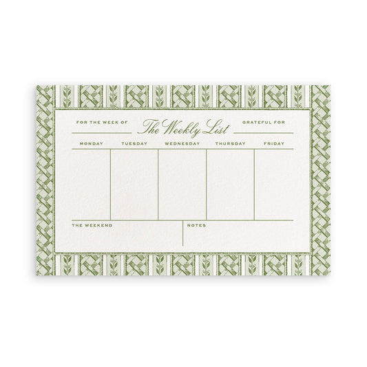 Garden Trellis Weekly Agenda Notepad