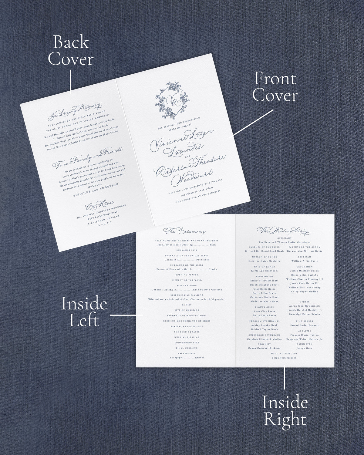 Folded Program Insert Vivienne Folded Wedding Programs – Empress Stationery