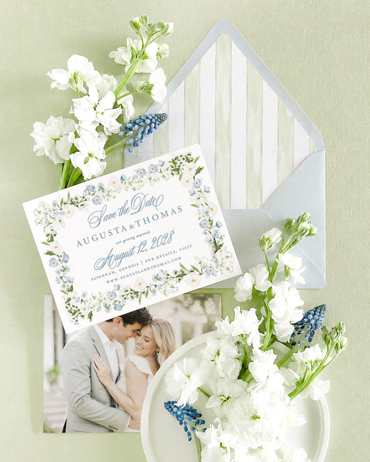 Augusta Blue Floral Save the Date