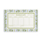 weekly list notepad with green text on a white background surrounded by a blue and green floral border by Empress Stationery