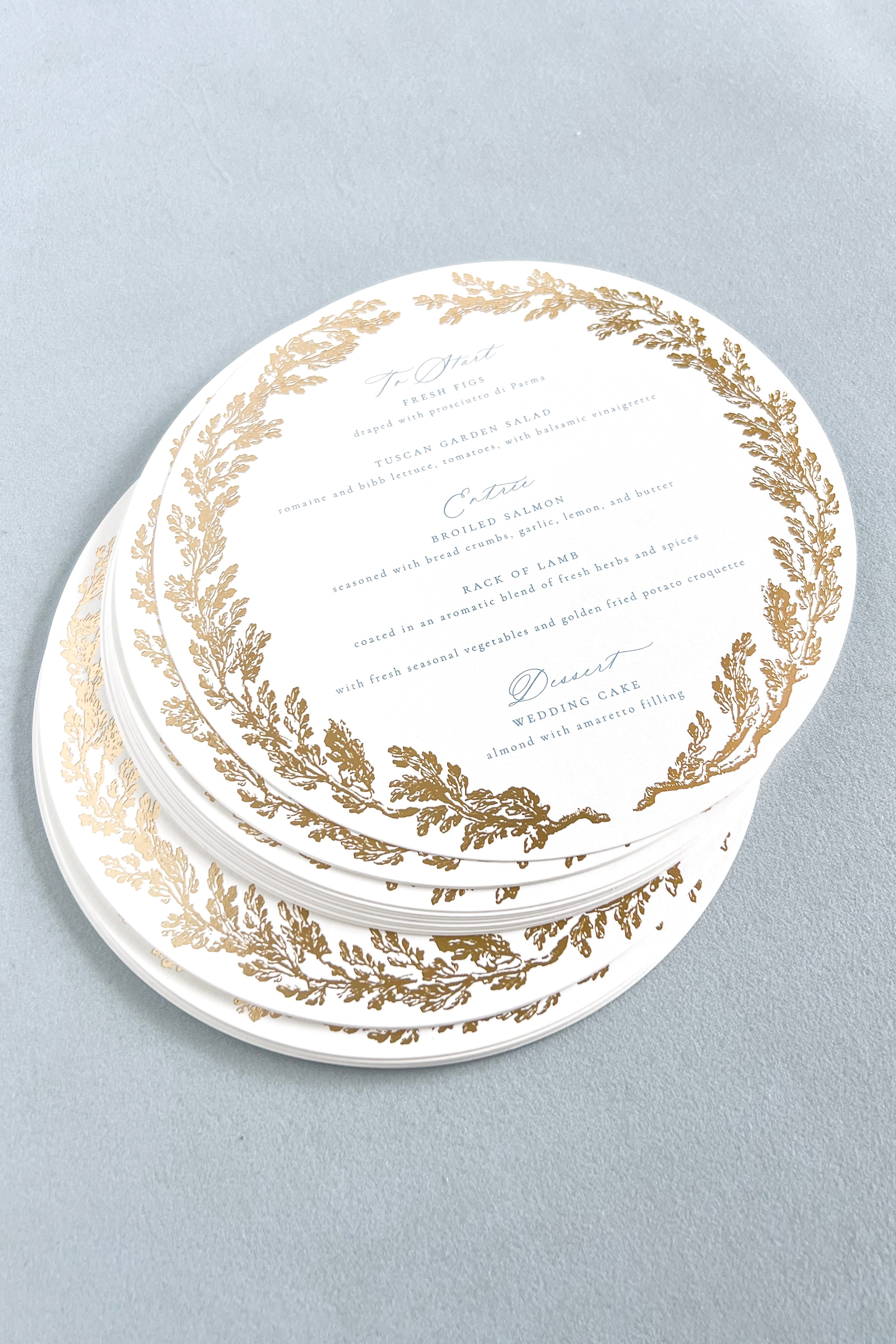 Round Dinner Menus Empress Stationery