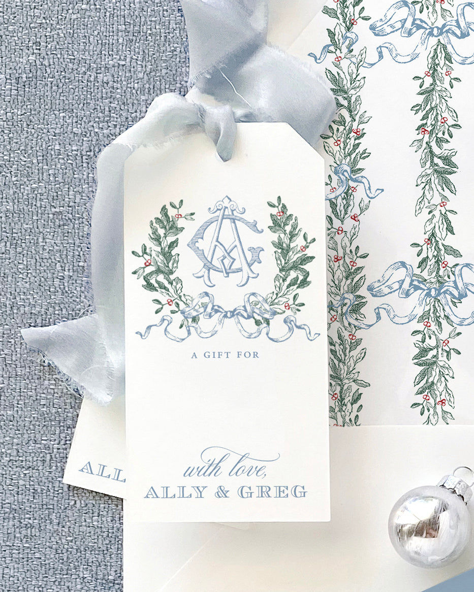 Gift Tag Blue Ribbon Blue Ribbon Christmas Gift Tag – Empress Stationery