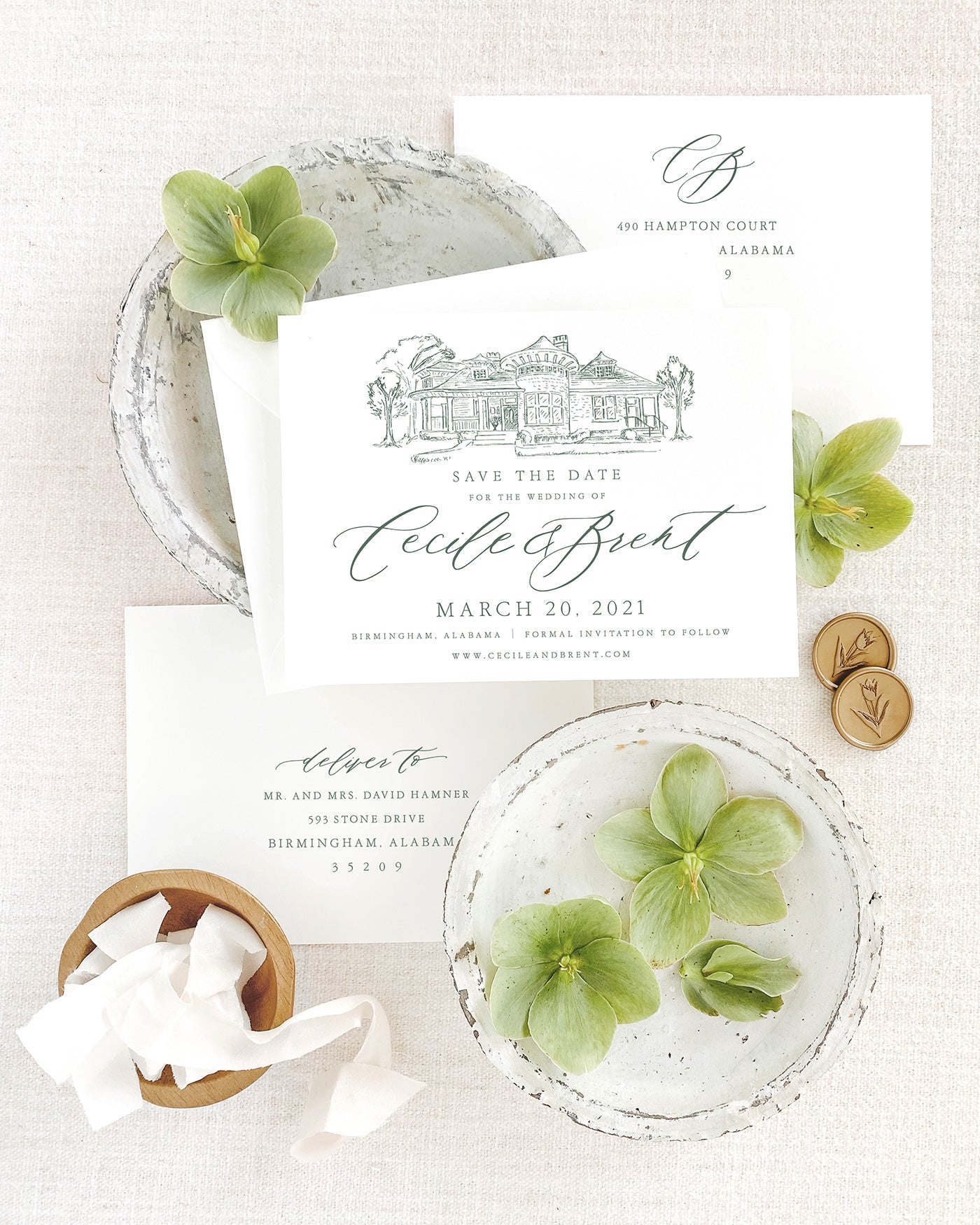 Wedding invitations with venue sketch | Honestweddingadvice.com